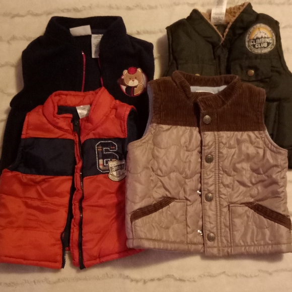 Old Navy Other - Boy 12 month vest bundle Old Navy Little Lad Warm Fall Cozy  Lot Of 4